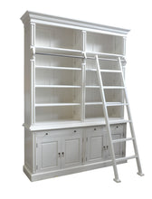 TWO BAY LIBRARY BOOKCASE WITH LADDER